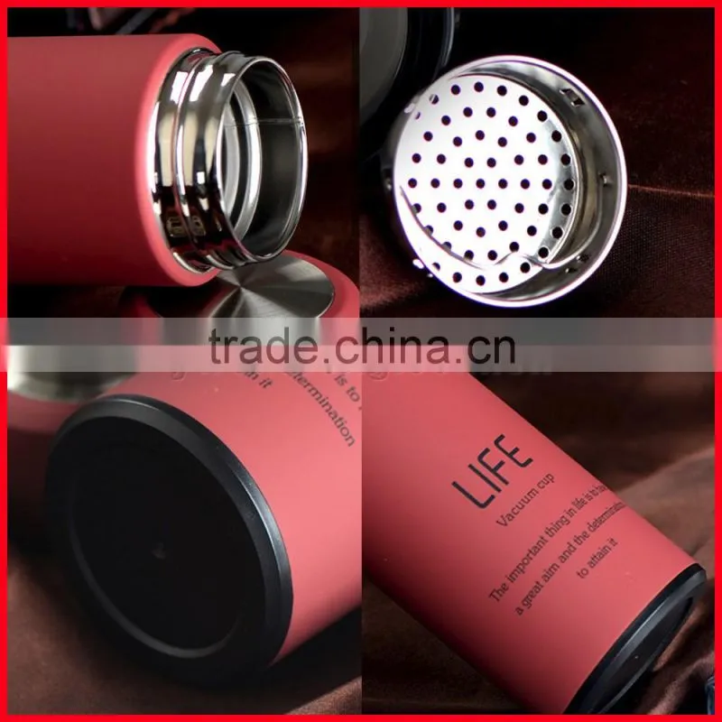 LOGO customized 350/500ml double layers stainless steel straight vacuum cup Advertising Gift bottle water flask