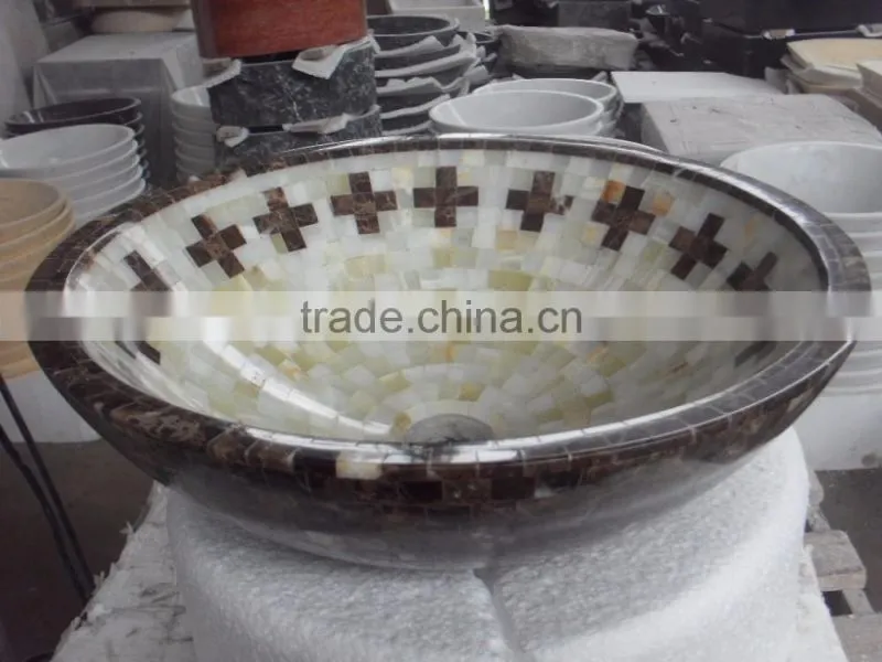 Hot sell mosaic pedestal sink marble stone,natural stone
