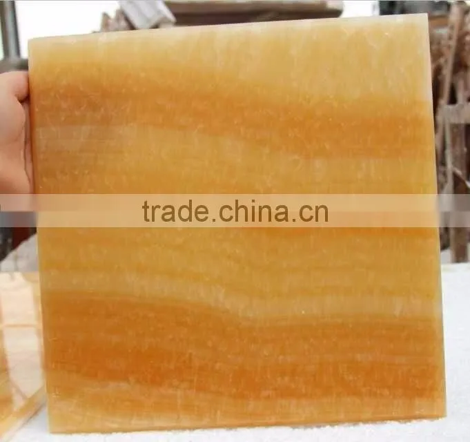 Polished honey yellow onyx marble wall tiles