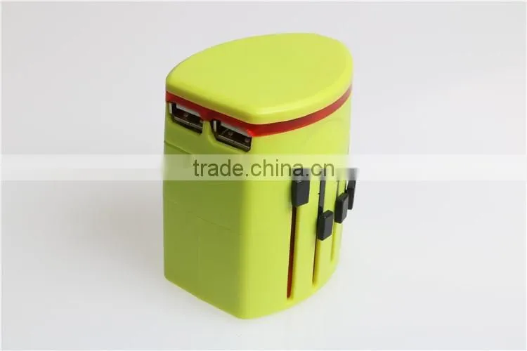 Hot selling dual USB universal adapter set with 100mA output travel adapter set with UK/EU/AU/US plug for mobile phone