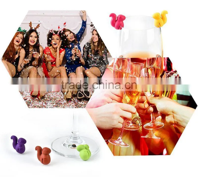 Cute Cartoon Shape Squirrel Party Wine Plug Set, Colorful Squirrel Bottle Stopper