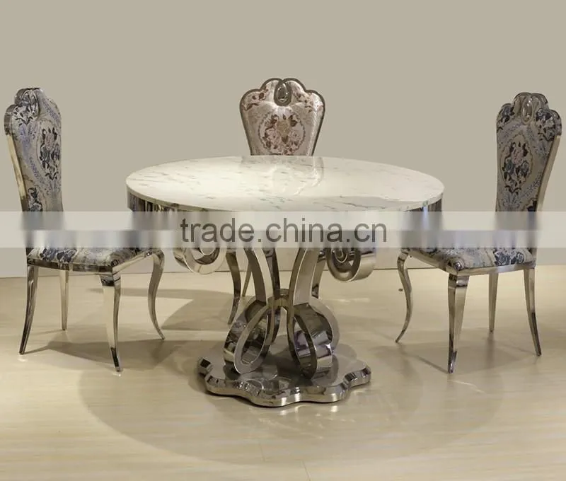 Foshan furniture market round dining table marble from india stainless tables furniture
