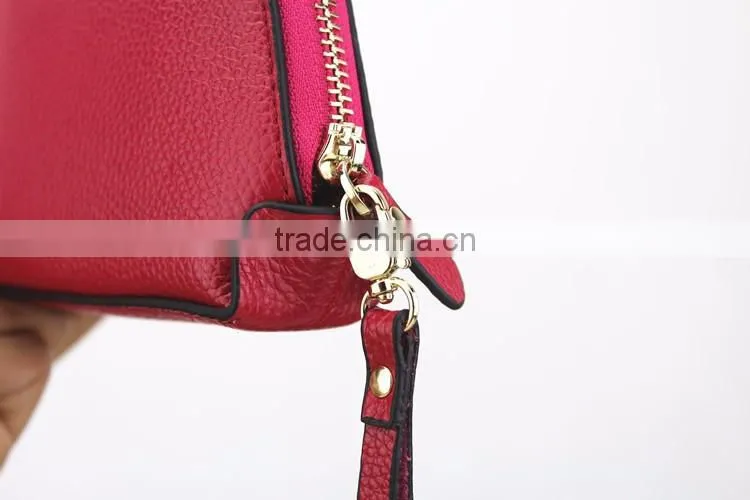 First Genuine leather Bow leather purse makeup Cosmetic Bag shell