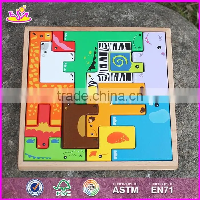 2017 New design animals shape children educational toy wooden best jigsaw puzzles W14A109