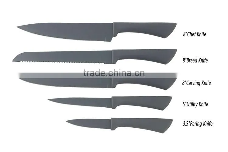 Non-stick Coated Stainless Steel Kitchen 5Pcs Knife Set