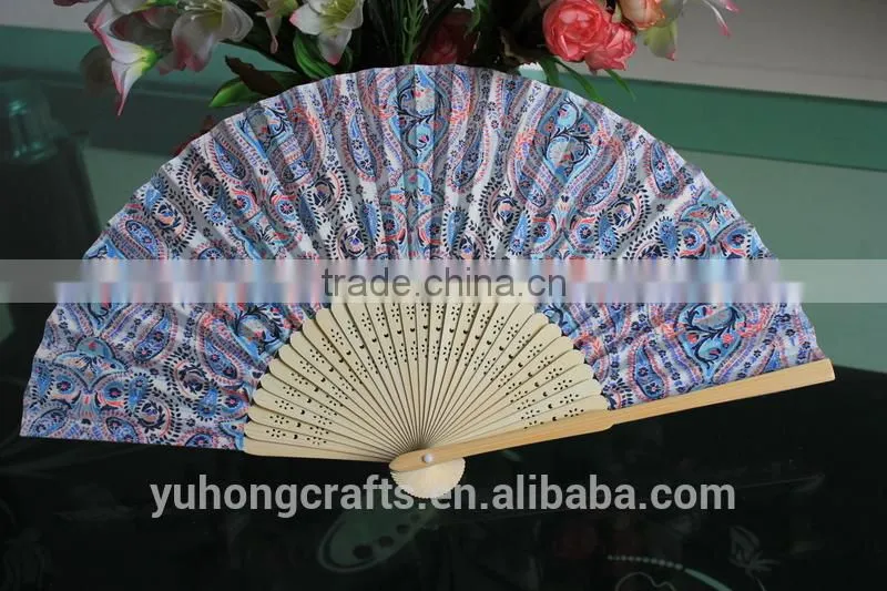 Promotioning bamboo folding cloth fan