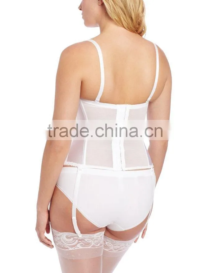 2015 White Lace Cheap Mature Women Sexy Plus Size Lingerie Corset