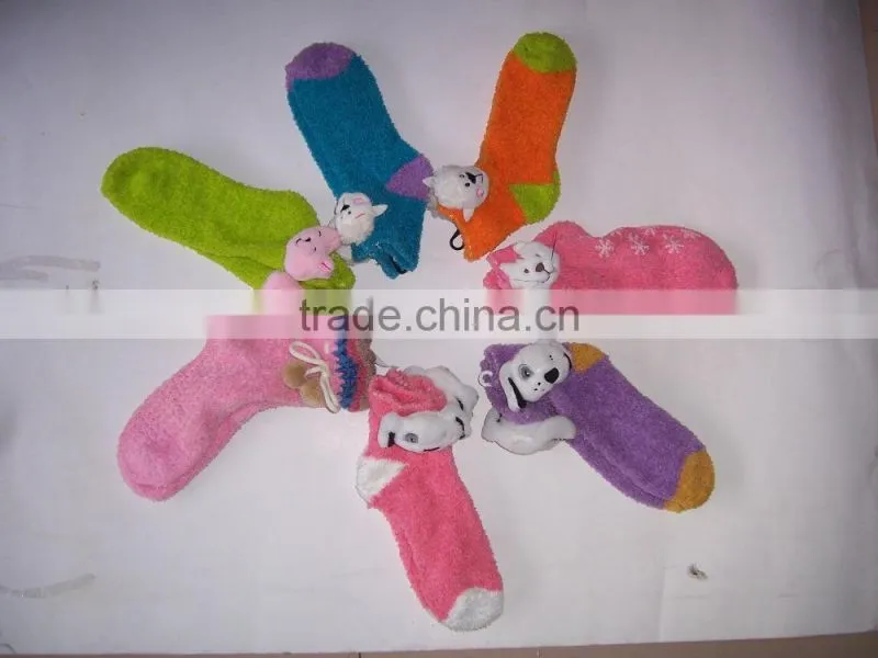 Chenille Socks Fluffy Socks Fresh Color Feather Socks for children
