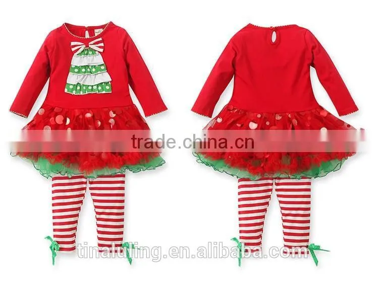 Wholesale children christmas boutique clothing lovely and cute baby chirstmas tree clothes new year clothing