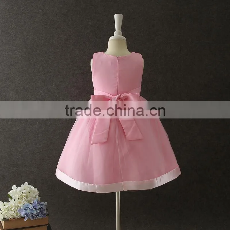 2017 girls dresses children frocks designs pink Lovely Bow-knot Vietnam 1 year baby girl dresses images first Communion dresses