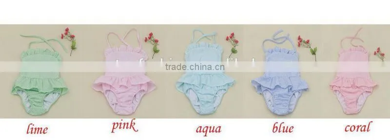 Girls One Piece Ruffle Toddler kid Seersucker Swimsuit