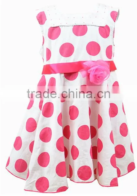 Fashion pure cotton jumper polka dot printed fomal party kids dress