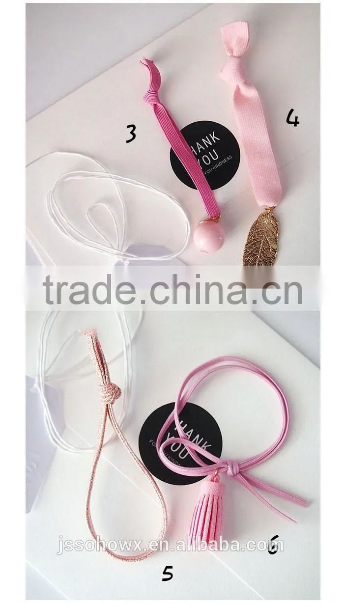 2017 Alibaba Wholesale Pink Charm Knotted Hair Tie Set