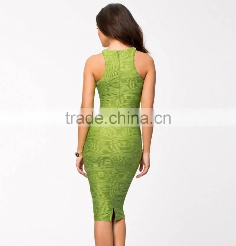 Fashion Sexy Women summer dresses midi cotton halter pencil bodycon dress 2016
