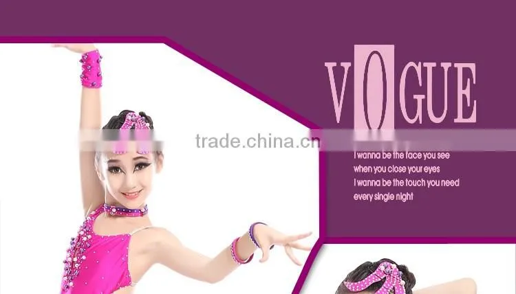 Girl Fashion Rhinstone Open Back Sexy Latin Dance Dress Children Kids Samba Tango Salsa Performance Dresses
