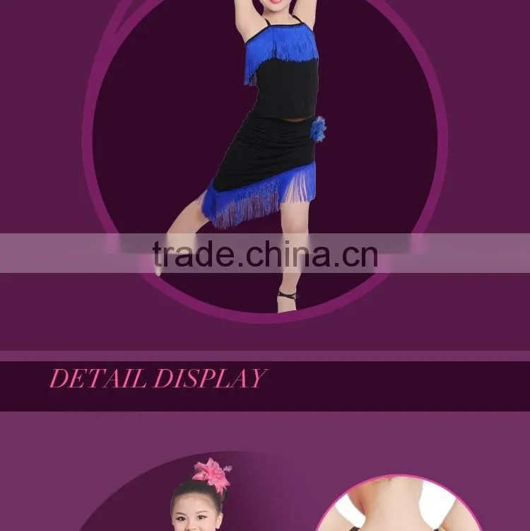 Girls Child Samba Tango Performance Skirt Suit Kids Sexy Camisole Tassel Latin Dance Dress
