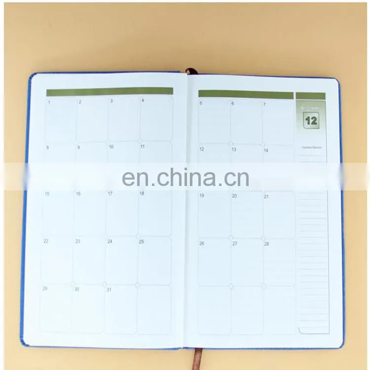 factory manufacture customized printing hardcove diary blue notebook,schedule notebook with Elastic Band