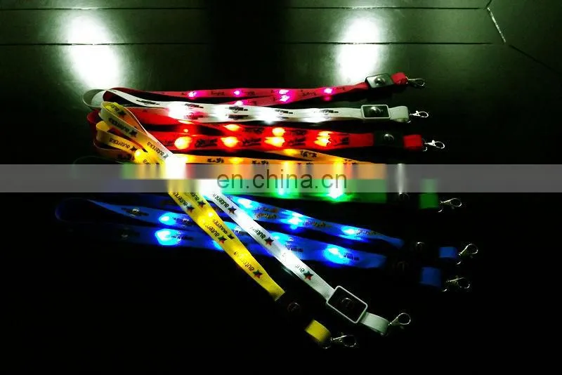 Custom Lanyard with card holder for exhibition led flashing lanyards ultra-high-bright led light lanyard