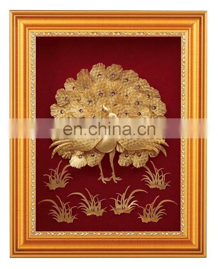 HOT selling beautiful designed Peafowl 3D gold foil frame picture great for home decoration or gift