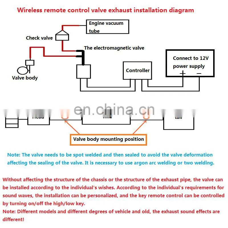 12V solenoid valve exhaust valve remote control controller car exhaust pipe modification valve full set of accessories