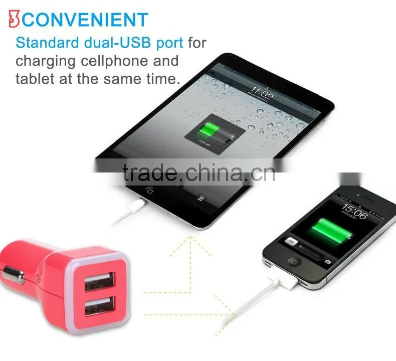 Dual USB Car Charger For iPad iPhone 5V 3.1A Mini Adapter