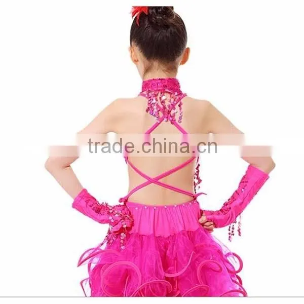 Professional latin dance costume for girls for performance Tasseled Latin Salsa Dancewear Girls Party Dance Costume Dress