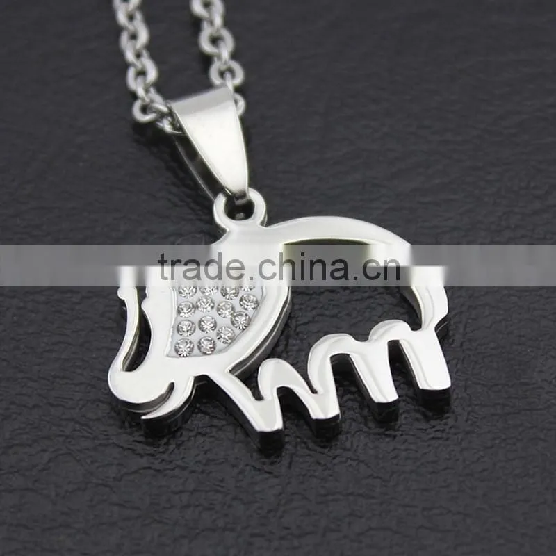 High quality stainless steel cute elephant necklace diamond elephant pendant necklace wholesale