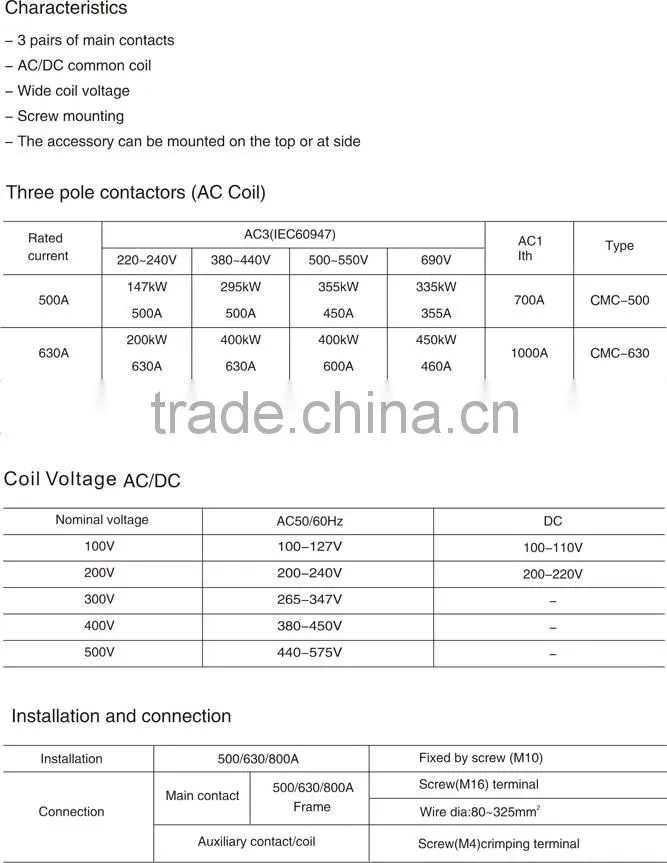 Industrial Controls,CMC Series Contactor-500-630-800