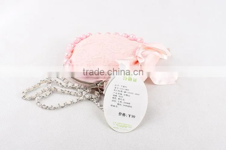 2015 Fast Shipment Sling bag baby girls coin purse girl lace pearls princess handbag