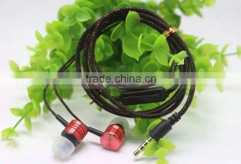 3.5MM Weave Braided Fabric Cord Earphone with MIC for iPhone 6 Plus S Galaxy S7 Edege S6 Note 5 S5 HTC Smart Phone