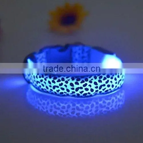 Adjustable Fashionable Flashing Leopard Grain Series Pet Dog Safety Collar,6 Colors to Choose