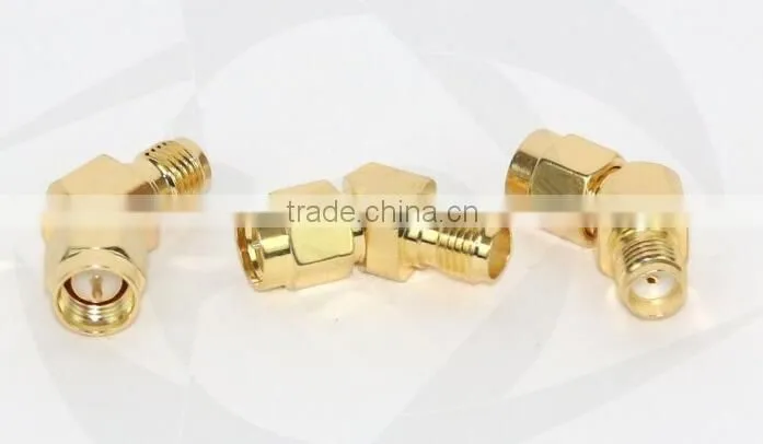 male/female gold-plated 45 degree right SMA adaptor connectors, RF coaxial cable adaptor connector