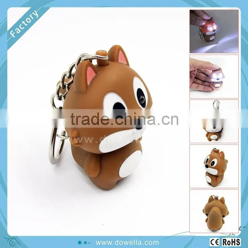 Promotion plastic led squirrel keychain with sound
