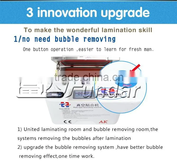 12inch Vacuum OCA lamination machine built in bubble remove lcd refurbish lcd repair mobile air bubble removing machine