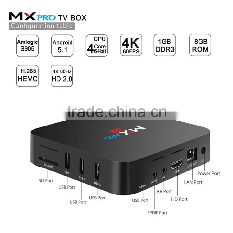 2016 Hot selling MXR RK3229 Quad core Android TV BOX OTT TV BOX