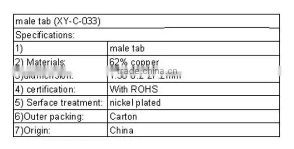 brass male tab(XY-C-033)with UL certification