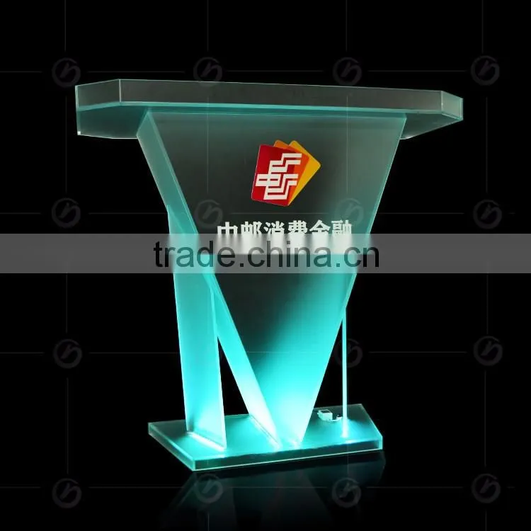 strict request acrylic scrub glass pulpit with changeable led light