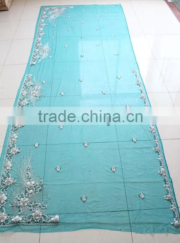 blue Indian saree with rhinestones and beads(KFT-008)
