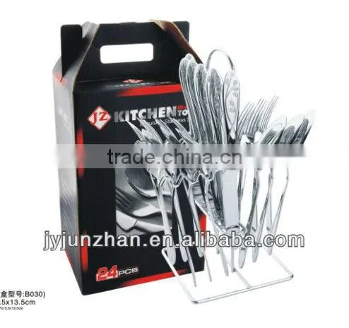 stainless steel hanging flatware with shelf and color box packing