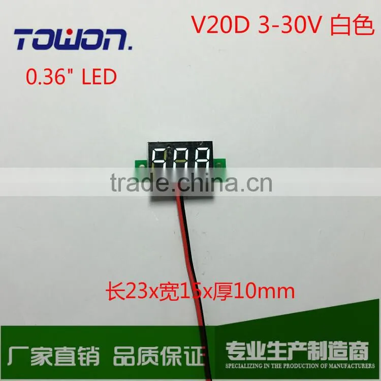LED V20D DC 2.5-30V two wires Red/Blue/Green digital Voltmeter display module 0.36 "LED Voltage Meter