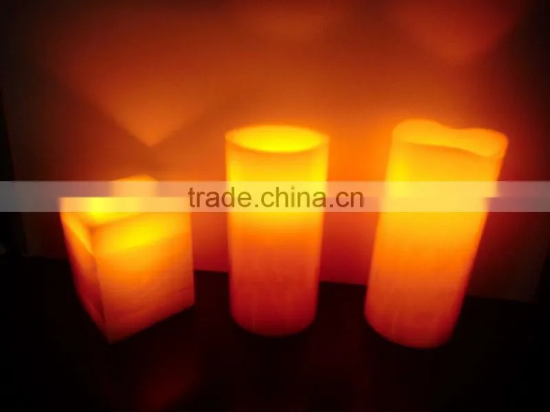 square pillar 75*H80mm 2 LED light wax candle, flameless electronic candle