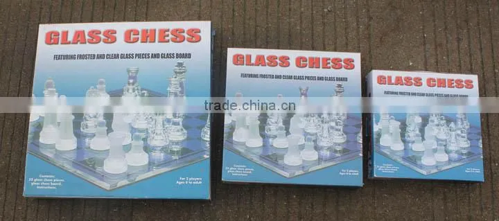 glass chess set with Youth,Medium,Large size