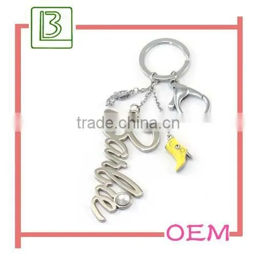 Five-pointed star shape metal keychain with ring