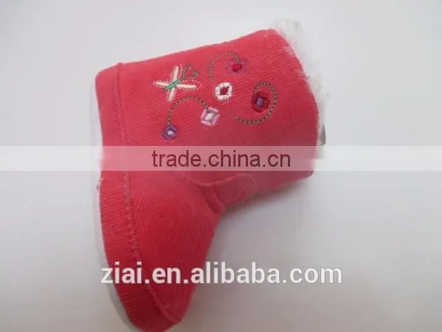 Wholesale Soft dot Sole cordury baby fabric shoes breathable winter fur baby girl Boots