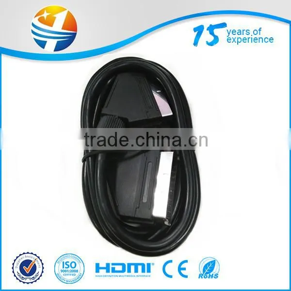 Nickel plated male to male 21 pin scart cable/scart cable