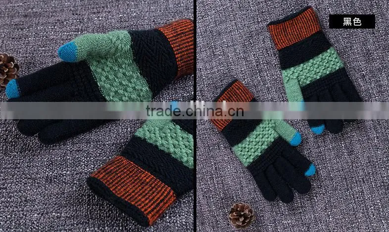 Wholesale Contrast Color Touch Sreen Gloves For Lifestyle With 2 Conductive Fiber Fingertips