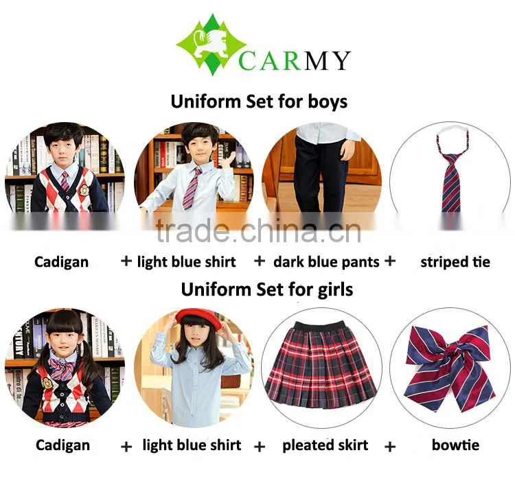 School uniform design kids cardigan pleated skirt girls school uniform set