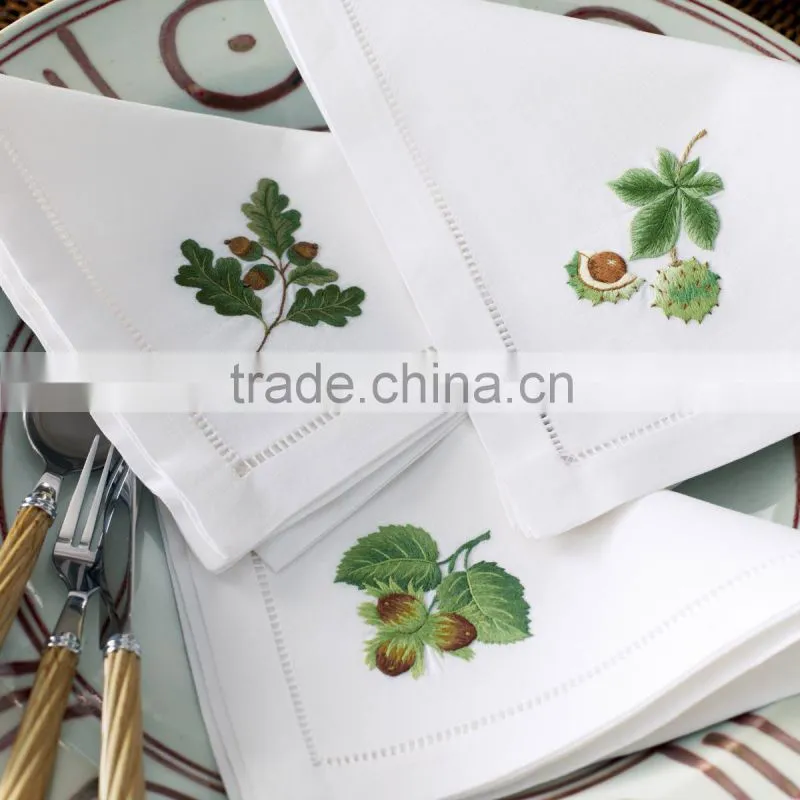 hand embroidery napkin,hemstitch napkin,linen napkin