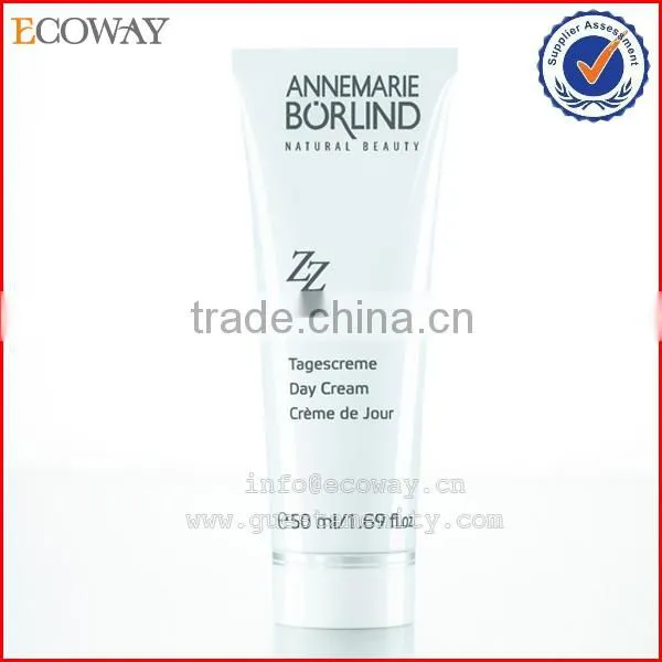 High class day cream cosmetic tube with clear screw cap