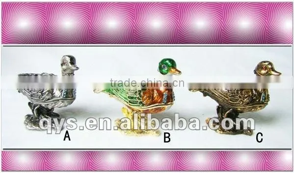 Pewter Glazed Duck Jewelry Box/ Jewel Case